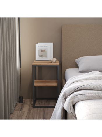 Тумба в стилі MSMLOFT 600х350х350 мм каркас металевий Горіх Каліфорнійський