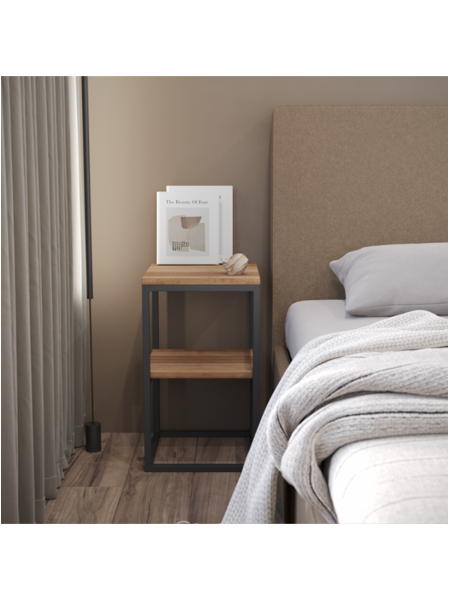 Тумба в стилі MSMLOFT 600х350х350 мм каркас металевий Горіх Каліфорнійський