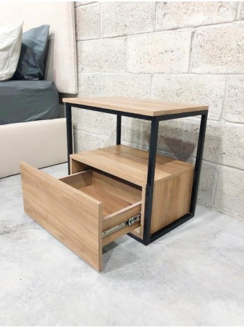 Тумба нічна металева в стилі MSMLOFT 600х500х350 мм Дуб сонома