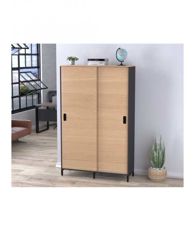 Шафа офісна розсувна LS-1200-1900 — антрацит, MSMLOFT