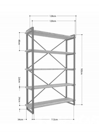 Стеллаж Айсберг Лофт 120х182-2 белый/белый MSMLOFT