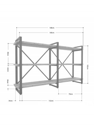 Стеллаж Айсберг Лофт 160х102-3 черный/белый MSMLOFT