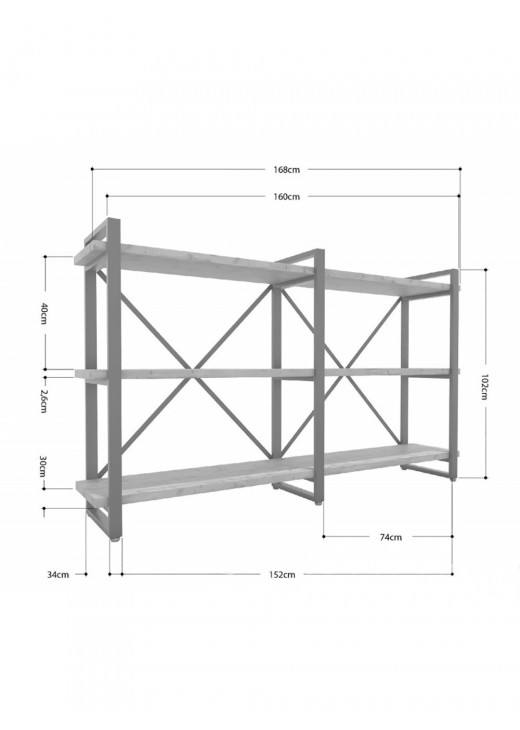 Стеллаж Айсберг 160х102-3  MSMLOFT