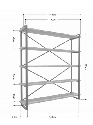 Стеллаж Айсберг Лофт 160х182-2 черный/белый MSMLOFT