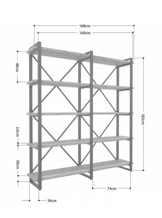 Стеллаж Айсберг Лофт 160х182-3 белый/белый MSMLOFT