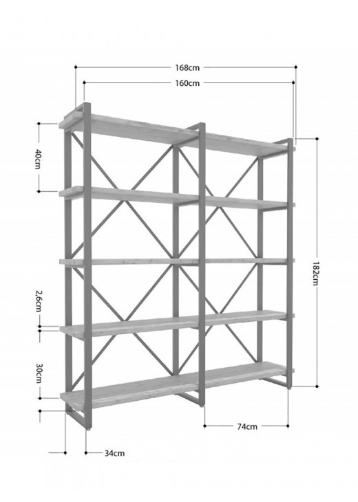 Стеллаж Айсберг 160х182-3 MSMLOFT