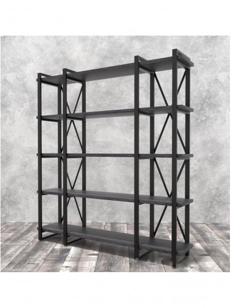 Стеллаж Айсберг Лофт 160х182-4 v3 черный/графит MSMLOFT