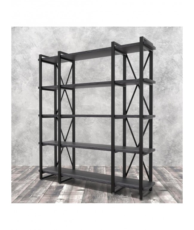 Стелаж Айсберг Лофт 160×182 см — чорний/графіт