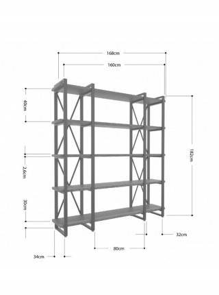 Стеллаж Айсберг Лофт 160х182-4 v4 черный/белый MSMLOFT