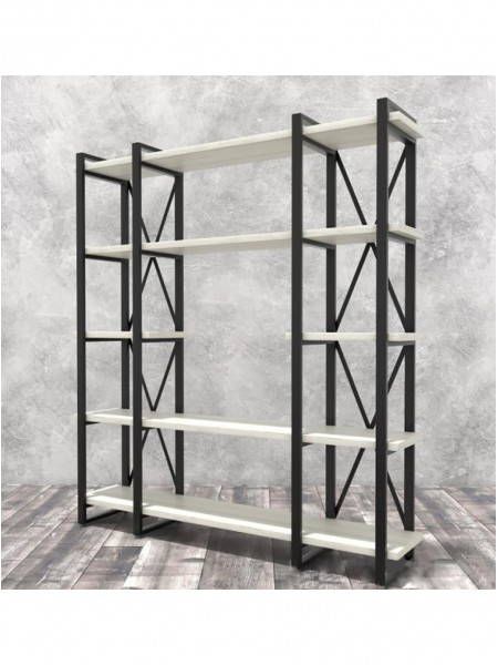 Стеллаж Айсберг Лофт 160х182-4 v4 черный/белый MSMLOFT