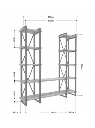 Стеллаж Айсберг Лофт 160х182-4 белый/белый MSMLOFT