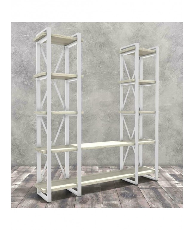 Стелаж Айсберг Лофт 160×182 см — білий/дуб сонома