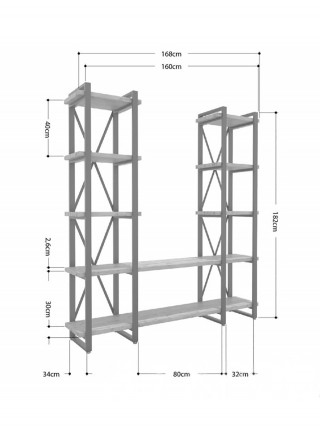 Стеллаж Айсберг Лофт 160х182-4 черный/графит MSMLOFT