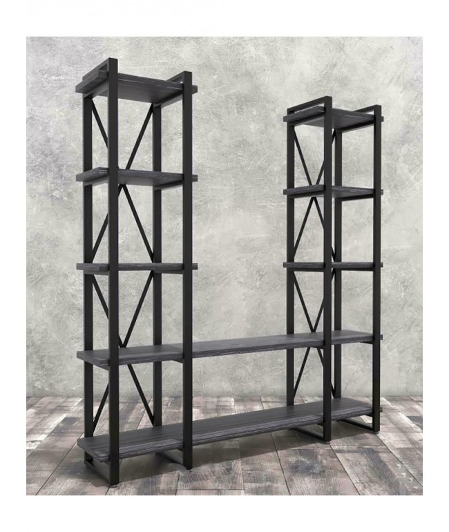 Стелаж Айсберг Лофт 160×182 см — чорний/графіт