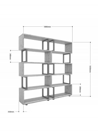 Стеллаж Айсберг Лофт 180х190-4 черный/графит MSMLOFT