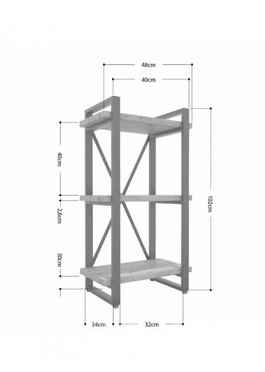 Стеллаж Айсберг 40х102-2 білий/дуб сонома MSMLOFT