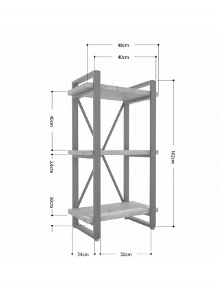 Стеллаж Айсберг Лофт 40х102-2 черный/белый MSMLOFT