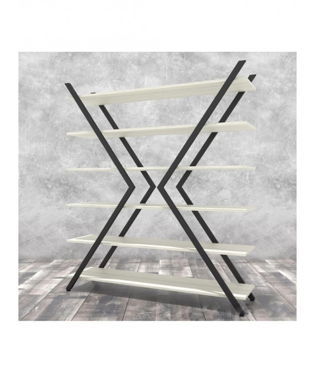 Стелаж Айсберг Лофт ІКС — чорний каркас, білі полиці