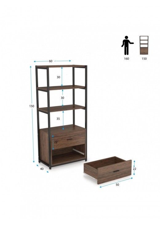 Стелаж Etagere 4-ярусний з 2 ящиками, білий (F1569) Стелаж Etagere 4-ярусний з 2 ящиками, білий (F1569)