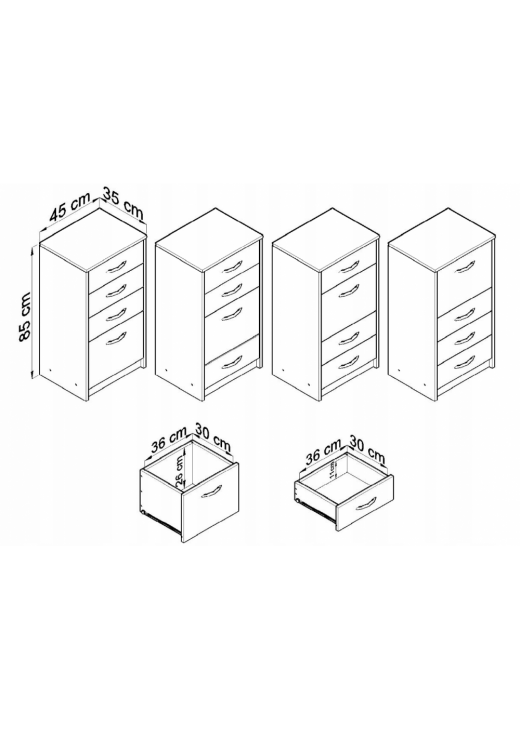 Комод з шухлядами, дуб сонома Комод з шухлядами, дуб сонома