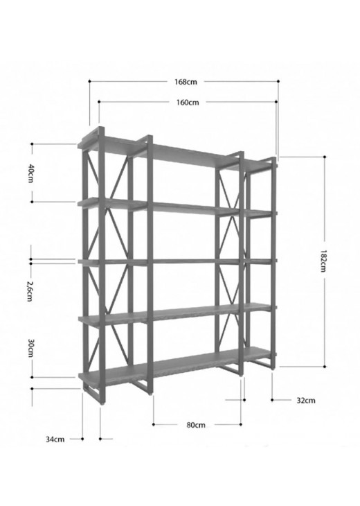 Стелаж Айсберг Лофт 160х182-4 v3, Білий