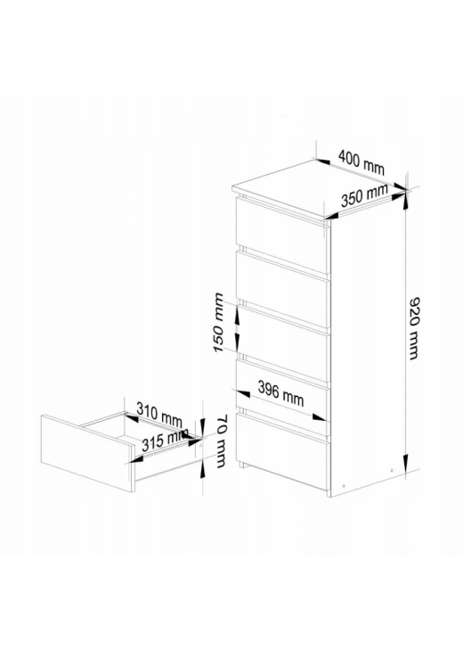 Комод, дуб сонома, 40 см