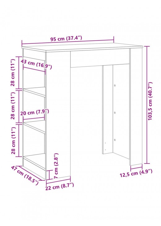 Барний стіл з полицями чорного кольору