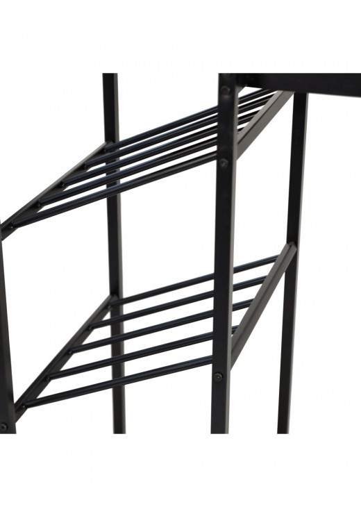 Сучасний металевий барний стіл із місцем для зберігання пляшок і бокалів Сучасний металевий барний стіл із місцем для зберігання пляшок і бокалів