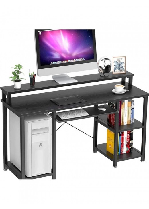 Комп’ютерний робочий стіл з полицями та підставкою для клавіатури Комп’ютерний робочий стіл з полицями та підставкою для клавіатури