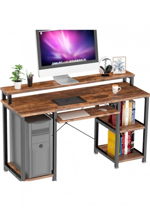 Комп’ютерний робочий стіл з полицями та підставкою для клавіатури Комп’ютерний робочий стіл з полицями та підставкою для клавіатури