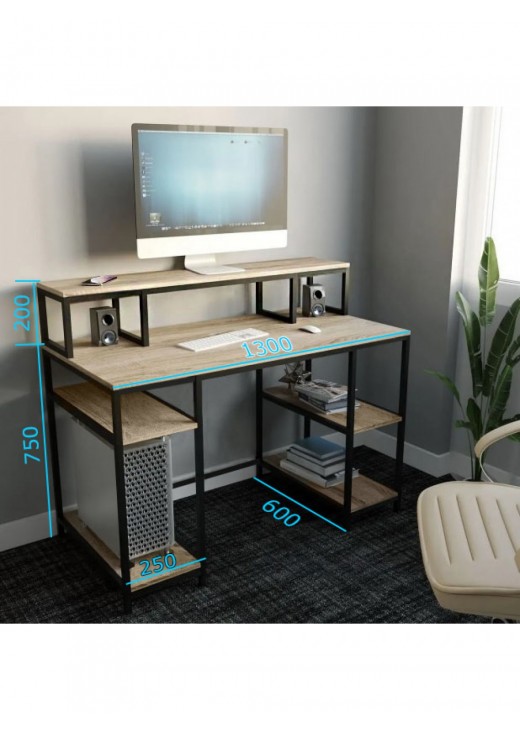 Стіл комп'ютерний у стилі MSMLOFT, каркас металевий