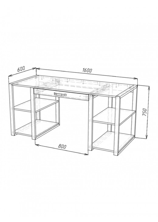 Стіл компютерний LOFT 2-х тумбовий