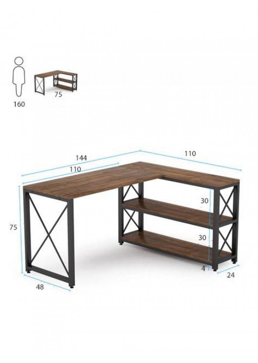 Письмовий стіл двосторонній L-подібний з полицями