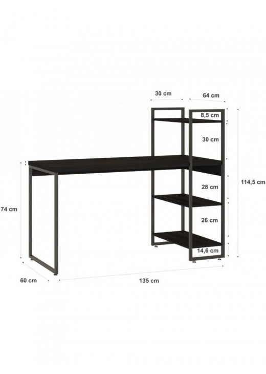 Стіл  3 полицями , чорний