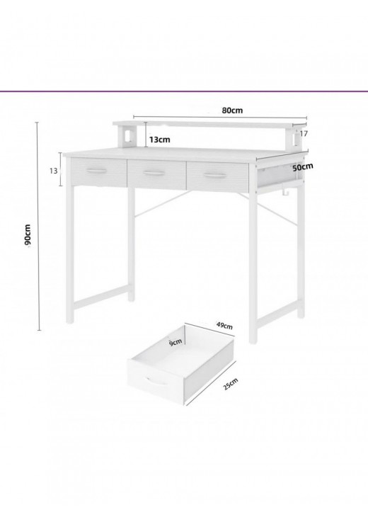 Комп’ютерний стіл з висувними ящиками підставкою для монітора та гачками Комп’ютерний стіл з висувними ящиками підставкою для монітора та гачками