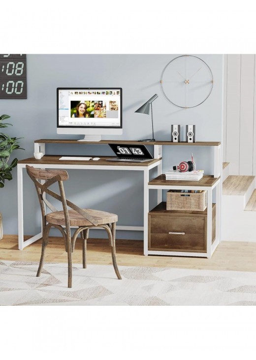 Стіл із полицями та ящиком для файлів