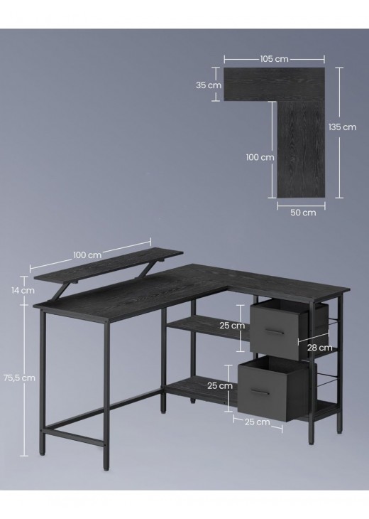 L-подібний письмовий стіл VASAGLE