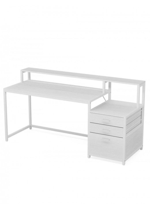 Письмовий стіл MSM з ящиками та підставкою для монітора, Білий Письмовий стіл MSM з ящиками та підставкою для монітора, Білий