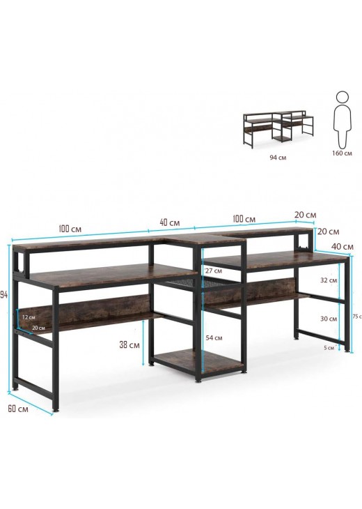 Великий стіл у стилі Loft на два місця №2