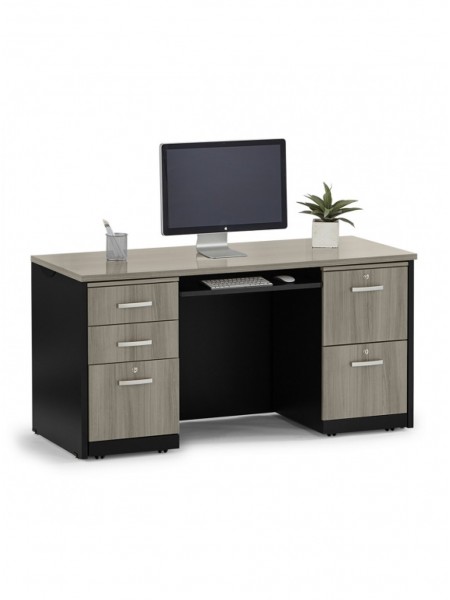 Компактний робочий стіл Credenza Via Double Pedestal