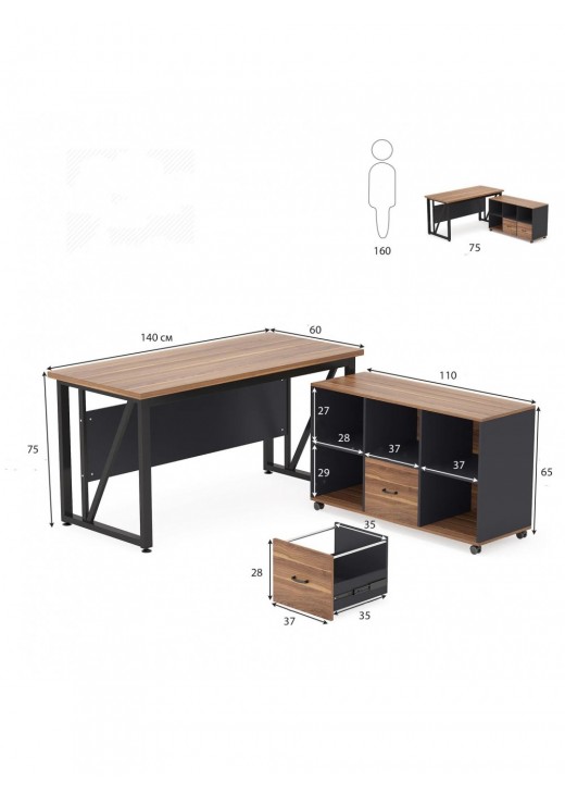 Письмовий стіл Г-подібний з тумбою для файлів Письмовий стіл Г-подібний з тумбою для файлів