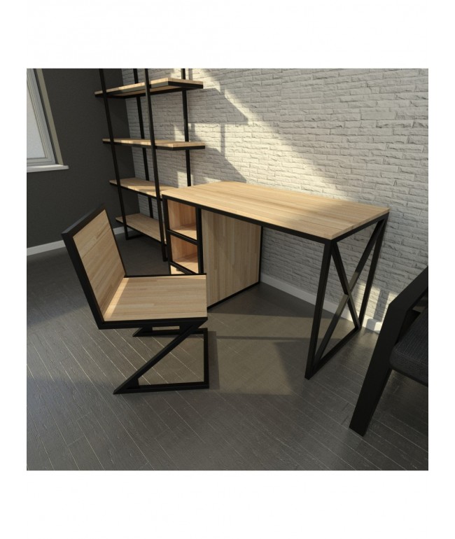 Стіл Loft з шухлядою — 120 × 60 × 76 см, метал/ДСП (світлий/темний) — MSMLOFT