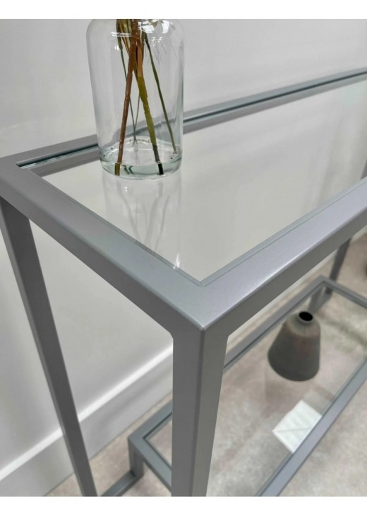 Металевий консольний стіл Hudson Glass - сірий Металевий консольний стіл Hudson Glass - сірий