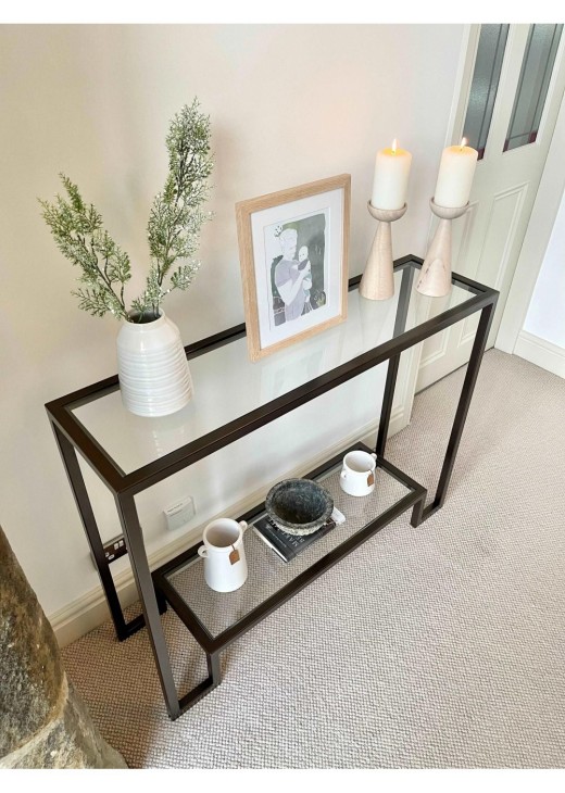 Металевий консольний стіл Hudson Glass - бронзовий Металевий консольний стіл Hudson Glass - бронзовий