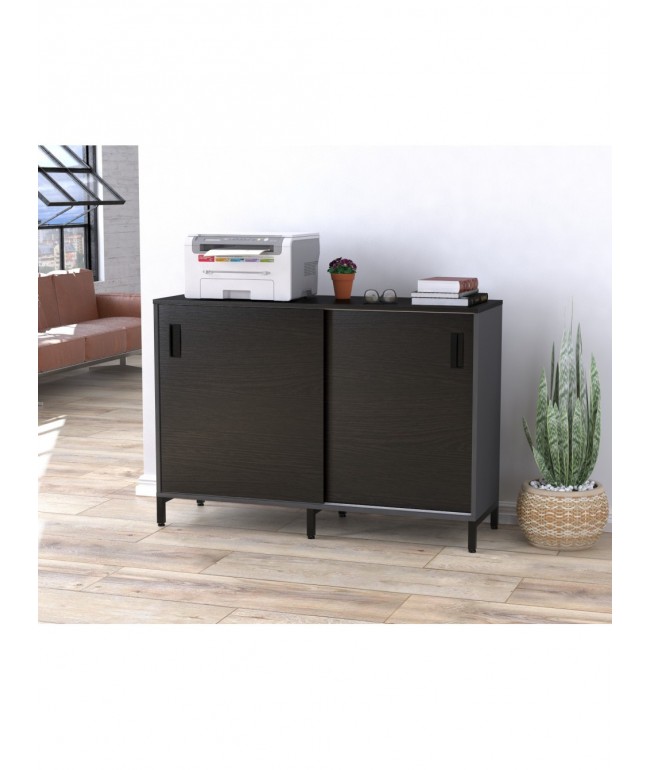 Тумба офісна LS-1200 MSMLOFT — розсувні двері, антрацит (120×83×40)