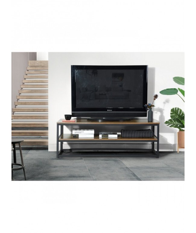 Тумба під телевізор MSMLOFT 120 см — металева, 2 полиці