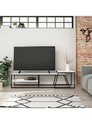 Тумба під телевізор у стилі MSMLOFT 550х1630х450 мм Білий +кавовий столик  600х570х500 мм Білий