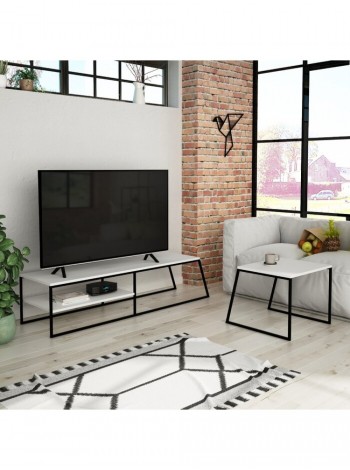 Тумба під телевізор у стилі MSMLOFT 550х1630х450 мм Білий +кавовий столик  600х570х500 мм Білий