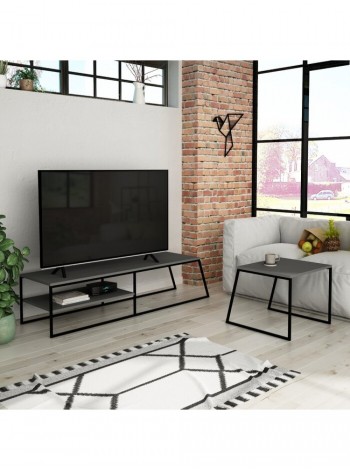 Тумба під телевізор у стилі MSMLOFT 550х1630х450 мм Титан + кавовий столик 600х570х500 мм Титан