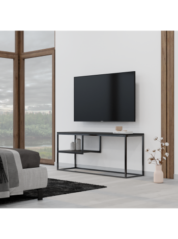Тумба під телевізор у стилі MSMLOFT 600х1200х400 мм Чорний каркас металевий 